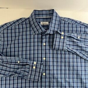 Peter Millar‎ Crown Comfort Blue Check Plaid Button Front Shirt XXL MS19W26CSL
